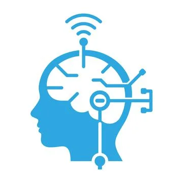 Artificial intelligence brain computer interface concept Illustrazione stock