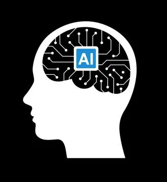 Artificial intelligence brain computer interface concept Stock Illustration