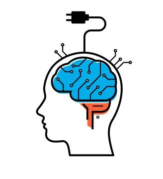 Artificial intelligence brain computer interface concept Illustrazione stock