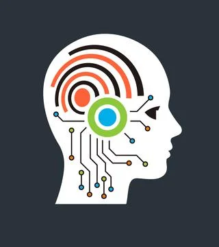 Artificial intelligence brain computer interface concept Illustrazione stock