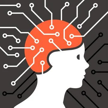 Artificial intelligence brain computer interface concept Stock Illustration