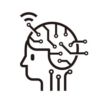 Artificial intelligence brain computer interface concept Illustrazione stock