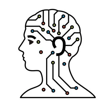 Artificial intelligence brain computer interface concept Illustrazione stock