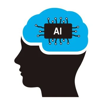 Artificial intelligence brain computer interface concept 库存插图