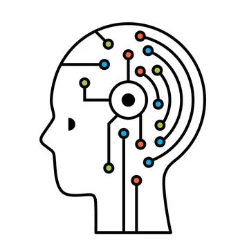 Artificial intelligence brain computer interface concept Stockillustratie