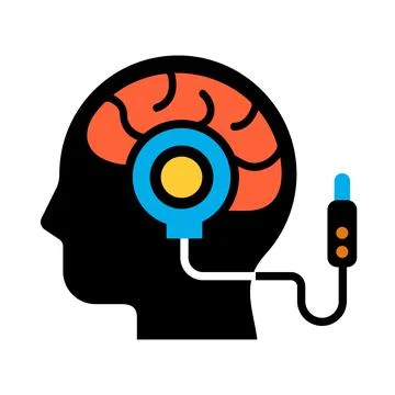 Artificial intelligence brain computer interface concept Illustrazione stock