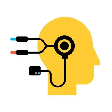 Artificial intelligence brain computer interface concept Illustrazione stock