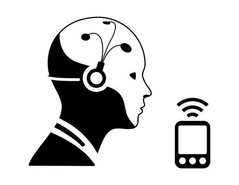 Artificial intelligence brain computer interface concept Stock Illustration