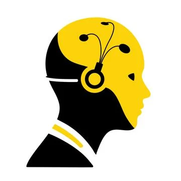 Artificial intelligence brain computer interface concept 스톡 일러스트