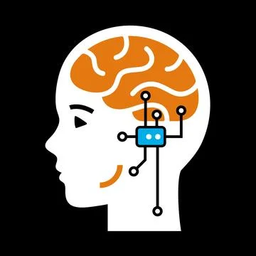Artificial intelligence brain computer interface concept Stock Illustration