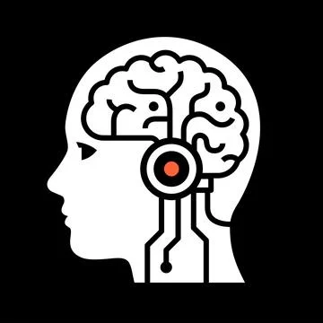 Artificial intelligence brain computer interface concept Stock Illustration