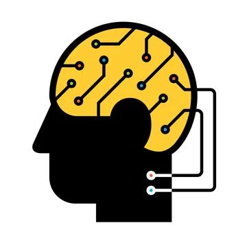 Artificial intelligence brain computer interface concept Stock Illustration