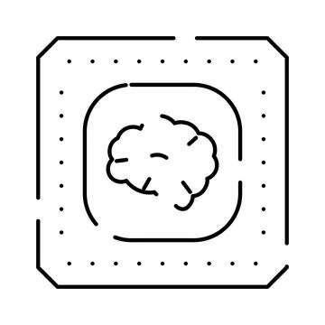Artificial intelligence brain on computer microchip icon イラスト素材
