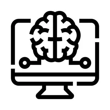 Artificial intelligence brain on computer monitor screen Stock Illustration