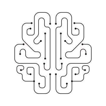 Artificial intelligence brain concept with circuit board Ilustração Stock