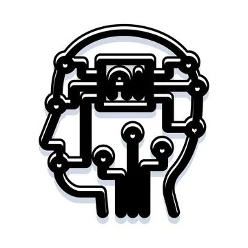 Artificial intelligence brain concept with circuit pathways Illustrazione stock
