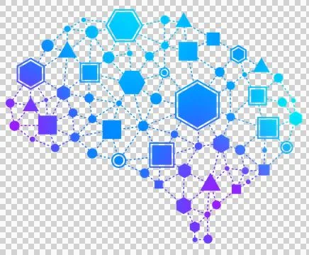 Artificial Intelligence Brain Concept with Connected Geometric Nodes 库存插图