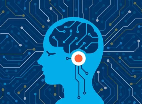 Artificial intelligence brain concept flat style Stock Illustration