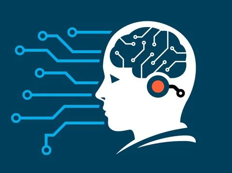 Artificial intelligence brain concept flat style Stock Illustration