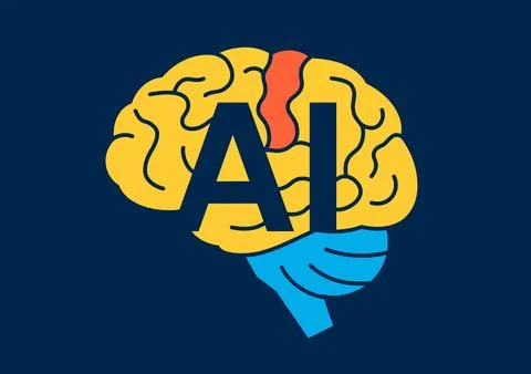 Artificial intelligence brain concept icon Stock Illustration