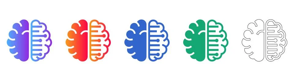 Artificial Intelligence Brain Concept Icons 스톡 일러스트