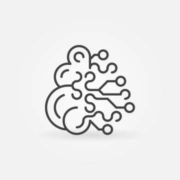 Artificial Intelligence brain concept outline icon Stock Illustration