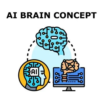 Artificial intelligence brain concept technology developing Stock Illustration