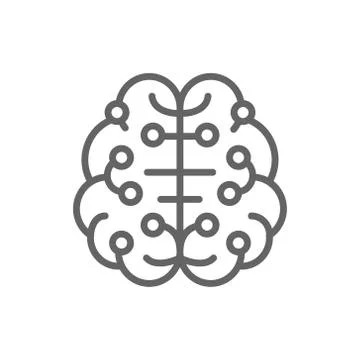 Artificial intelligence brain, connected to circuit board line icon. イラスト素材