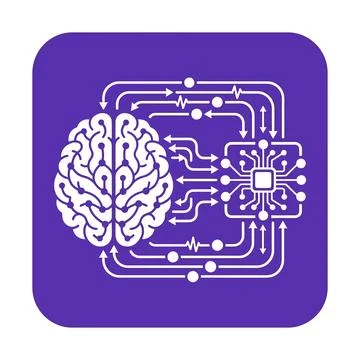 Artificial intelligence brain connected to computer chip symbolizes neural .. イラスト素材