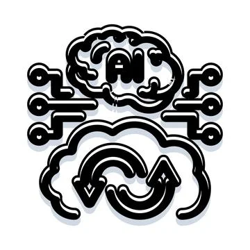 Artificial intelligence brain connecting with cloud data exchange Illustrazione stock