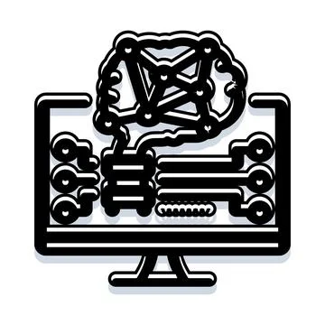 Artificial intelligence brain connecting with digital computer イラスト素材