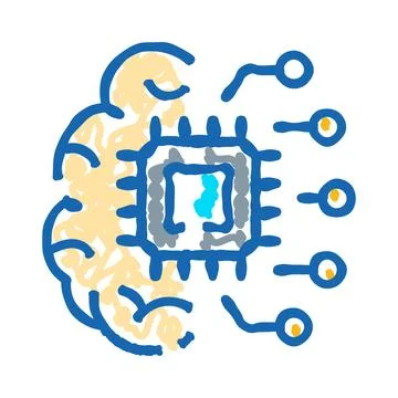 Artificial intelligence brain connecting with electronic chip Stock Illustration