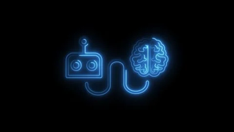 Artificial intelligence brain connection with control panel neon outlines o.. Stock Footage 308606081