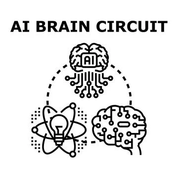 Artificial intelligence brain connects science and technology concept Stock Illustration