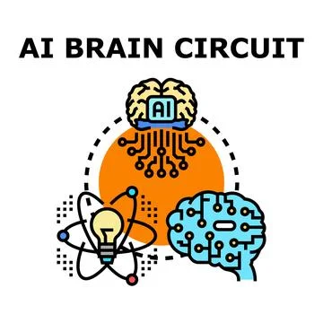 Artificial intelligence brain connects science and technology concept Stock Illustration