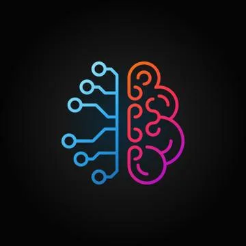 Artificial intelligence brain creative line icon. Vector sign Stock Illustration