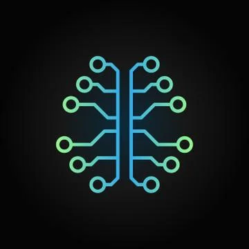 Artificial Intelligence brain creative outline vector icon 스톡 일러스트