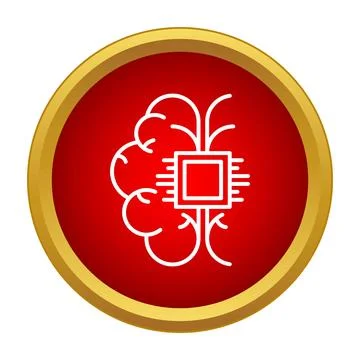 Artificial intelligence brain cybernetics technology icon Stock Illustration