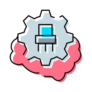 Artificial intelligence brain gear processing microchip Stock Illustration