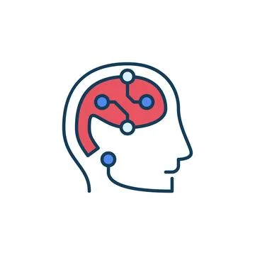 Artificial Intelligence Brain in Head vector AI concept colored icon Stock Illustration
