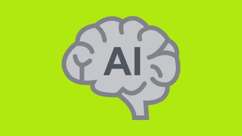 Artificial Intelligence Brain Icon Animation with the letters AI Appearing .. Video stock 346981683