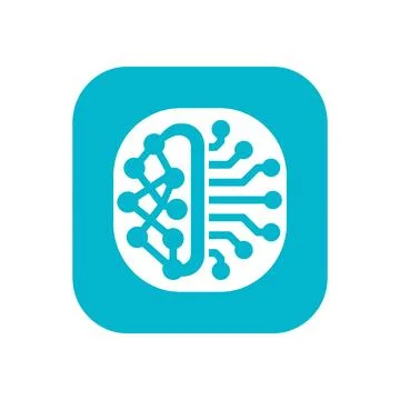 Artificial intelligence brain icon with circuit patterns for machine learni.. Ilustração Stock