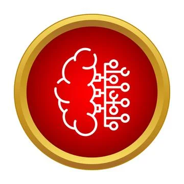 Artificial intelligence brain icon connecting neural network Stock Illustration