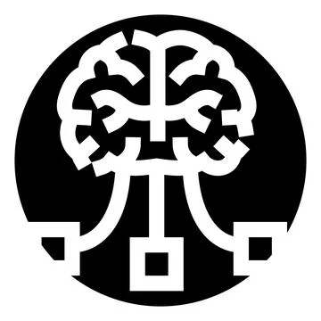 Artificial intelligence brain icon connecting digital circuits Stock Illustration