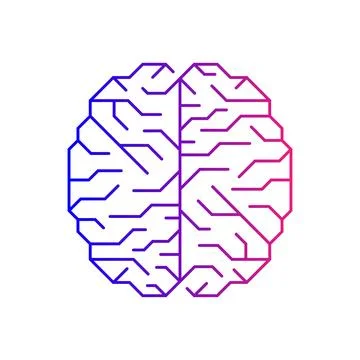 Artificial Intelligence brain icon. Digital electronic data transfer concept Stock Illustration