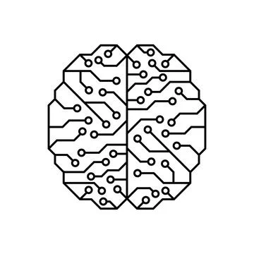 Artificial Intelligence brain icon. Digital electronic data transfer concept Stock Illustration
