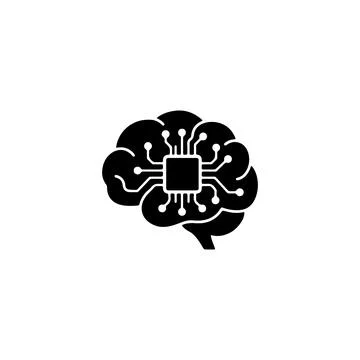 Artificial intelligence brain icon with digital circuit board Stock Illustration