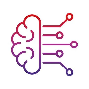 Artificial Intelligence Brain Icon, Digital Technology, and Machine Learnin.. Stock Illustration