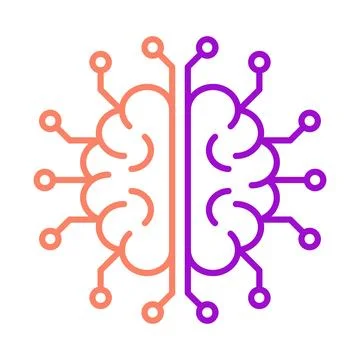 Artificial Intelligence Brain Icon, Digital Technology, and Machine Learnin.. Stock Illustration