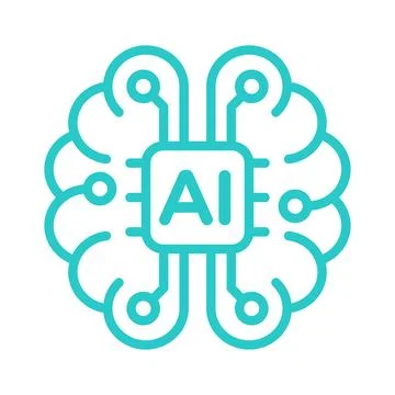 Artificial Intelligence Brain Icon, Digital Technology, and Machine Learnin.. Stock Illustration
